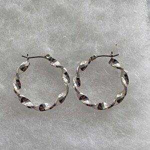 Elegant Silver Twisted Hoop Earrings